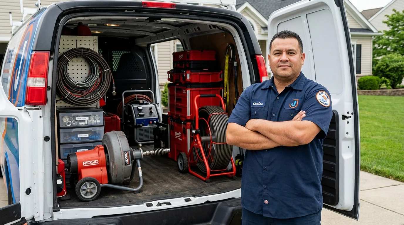 Professional drain cleaning equipment and Johns Plumbing LLC plumber in Luray