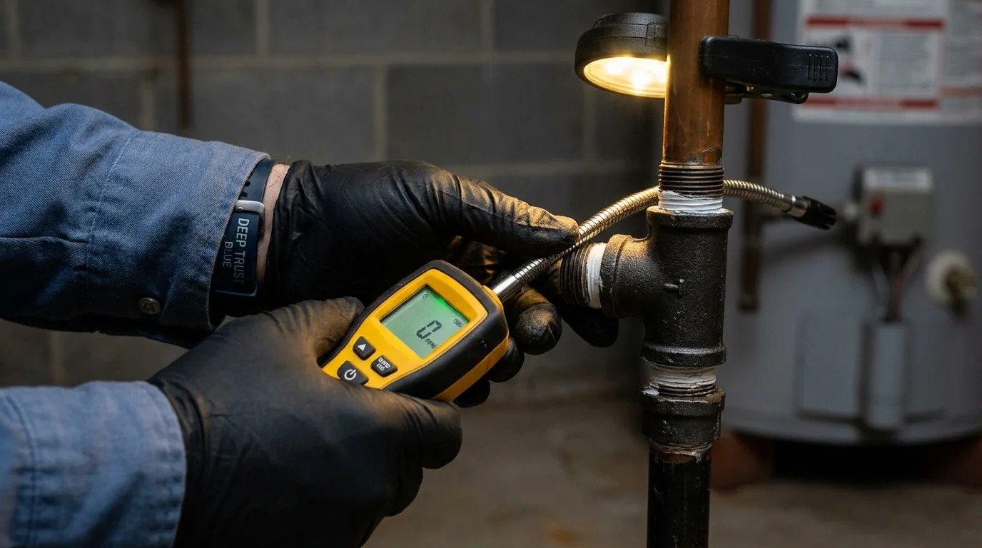 Gas leak detection with electronic sniffer by Johns Plumbing LLC in Luray