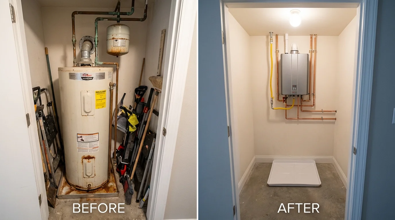 Tank water heater versus wall-mounted tankless unit comparison for Luray, VA homeowners