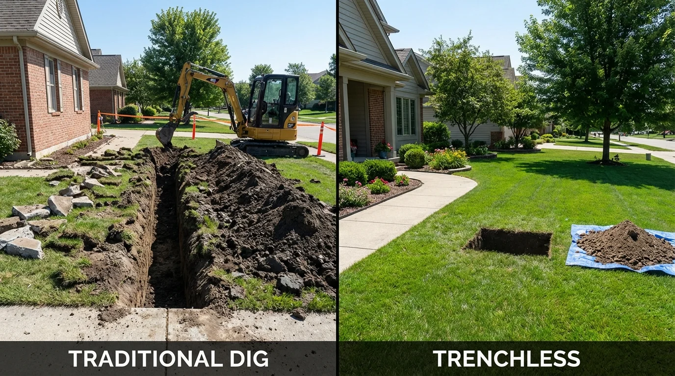 Trenchless sewer repair with minimal yard damage versus traditional excavation in Luray, VA